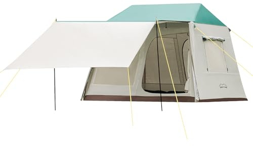 Tienda Impermeable Tienda Familiar 4 Personas Tienda Grande con Toldo & Soportes de Acero Inoxidable Integrados Toldos Cúpula para Exteriores Picnics Senderismo Camping Tiendas 2.4x2.1x1.85M