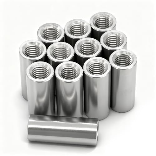 Piuluvor 12 tuercas de acoplamiento M8, tuercas de conexión 12 × 30 mm, casquillos de metal, redondos, manguito roscado M8, rosca interior, manguito distanciador de acero inoxidable