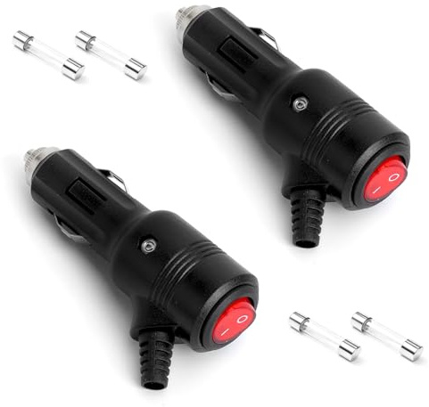 2 Pezzi Spina Accendisigari 12V 24V, Adattatore Spinotto Accendisigari Con Interruttore e LED Connettore 15A Ad Alta Potenza Con Fusibili Presa DC Per Auto Camion Camper Moto E Frigorifero Da Auto
