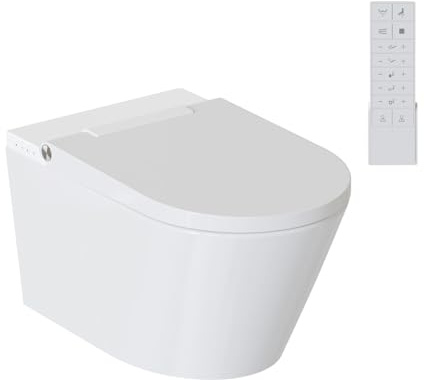 TODOT WC Japonais Smart 7201 Pro, Toilette Japonais Suspendu Blanc Avec Télécommande, Position et Température du Jet Réglable, Séchoir Air Chaud 3 Niveaux