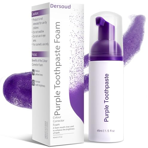 Dersoud Purple Toothpaste for Teeth Whitening,Purple Teeth Whitening Kit,Tooth Stain Removal Colour Corrector,1.5Fl Oz