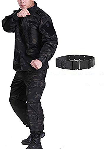 HANSTRONG GEAR H World Shopping Militärischer taktischer Herren-Jagd-Kampfanzug, BDU-Anzug, Hemd und Hose mit Gürtel