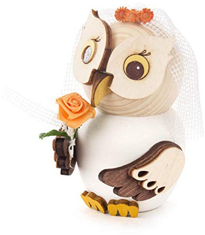 Kuhnert Holzdeko Minieule als Braut - Original Erzgebirge Handarbeit Holzfigur in Modernem Design - Sammlerfigur und Dekorationsfigur