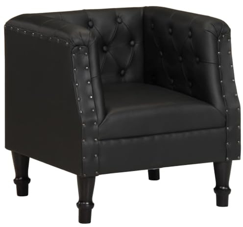 vidaXL Poltrona Nera in Vera Pelle
