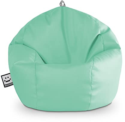 HAPPERS Puff Pelota Infantil y Juvenil de Polipiel | Sillón Ligero y Cómodo para Niños | Fácil de Limpiar para Habitación o Zona de Juegos | 60x60x60 cm - Menta