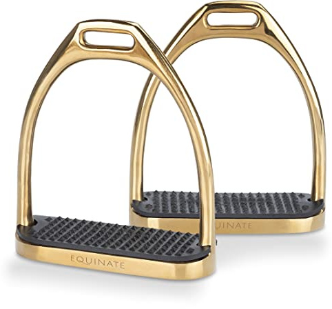 Equinate Luna Lot de 2 étriers 12 cm - Avec surface antidérapante en caoutchouc - Pour adultes et enfants - Doré