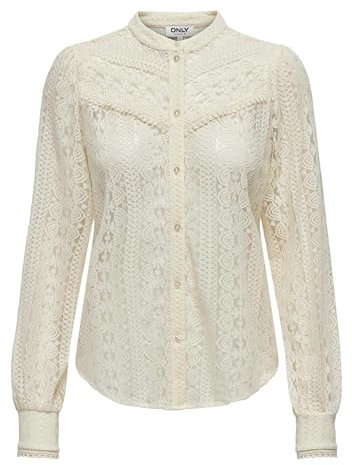 ONLY Damen Onlreba Lace L/S Shirt WVN Noos, Egret, S