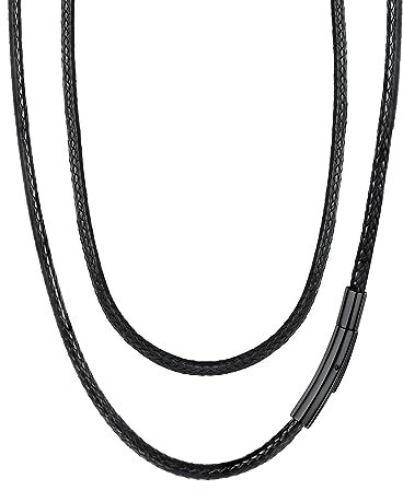 FaithHeart Schwarz Halskette Herren Lederkette Damen Kunstleder Halsband 55CM lang Lederband 3MM Lederhalskette ohne Anhänger Kette mit Verschluss Schwarz Lederhalsband Männer Schmuck