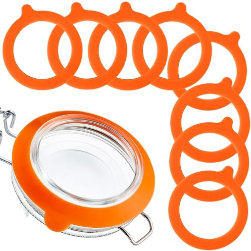 8pcs 3.75 Silicone Jar Gaskets Silicone Gasket, Leak Proof Jar Seal Accessories, Rubber Seals for Glass Jars, Suitable for Mason Jars Jar Lids(Orange)