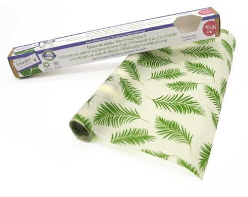 beeskin Beeswax Cloth Roll for Keeping Fresh & Storage of Food - Flexible Cut to Size Wax Paper - 30 x 95 cm (Palm)