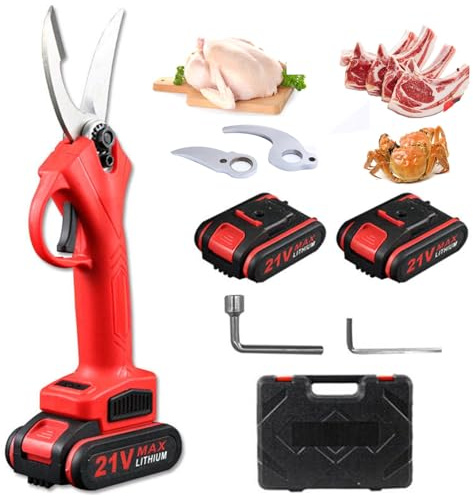 Tijeras eléctricas para aves de corral de alta resistencia,tijeras para huesos de pollo con 2 baterías y cuchilla de repuesto,para huesos de pollo cortados en la cocina, verduras,patas de cangrejo