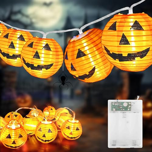 Kimuwote Cadena de Luces de Halloween, 6M 20 LED Naranja Calabaza Guirnalda Luces Farolillos, 2 Modos, Resistente al Agua, para Interior y Exterior, Decoración de Halloween