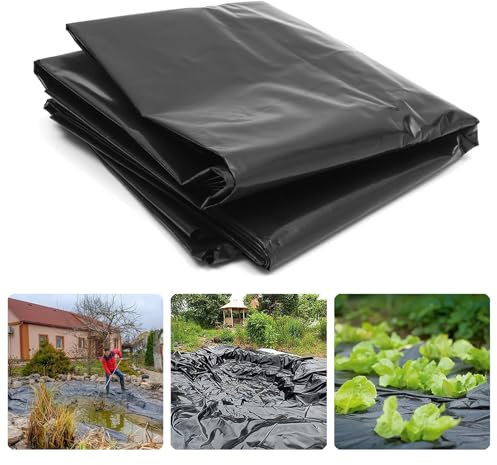 Hikrxya 2 x 3M Plasticos para Invernaderos Negro - Espesar Polietileno de Efecto Invernadero de Plastico Película Negro de Protección Las Plantas Láminas Jardín