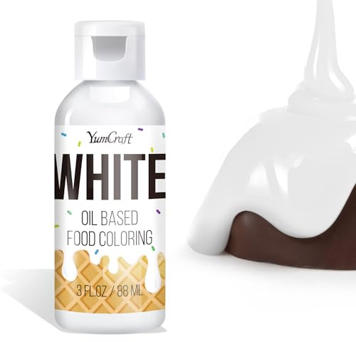 Fettlösliche Lebensmittelfarbe - Ölbasis Lebensmittelfarben für Schokolade, Buttercreme, Süßigkeiten, Zuckerguss - Konzentrierte Oil Based Food Coloring zum Backen, Kochen, Fondant (Weiß, 88ml)