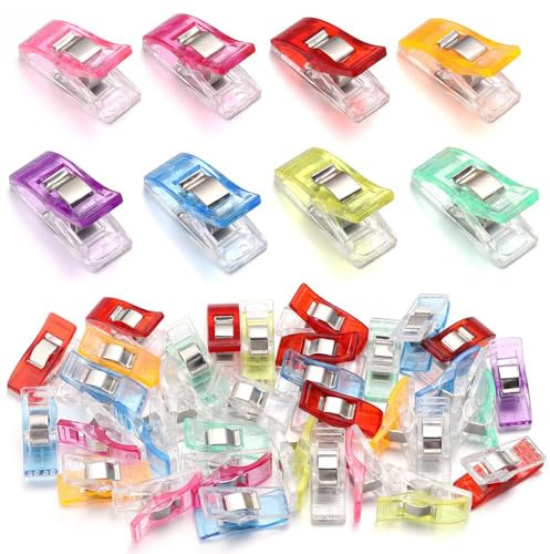 JIADEXIN 50 Pcs Sewing Clips Set - Colorful Sewing Clips for Fabric Quilting Clips for Sewing Plastic Fabric Clips Crafting Clips Quilting Accessories Small Clips for Sewing Crafting