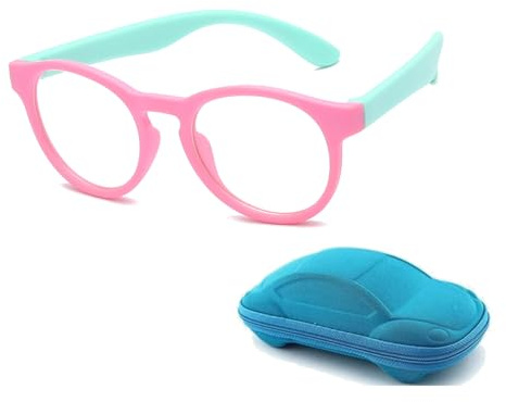 LJCZKA Rund Blaulichtfilter Brille Mädchen Jungen, Runde Brille Ohne Stärke Kinder für PC, Handy, Anti Müdigkeit