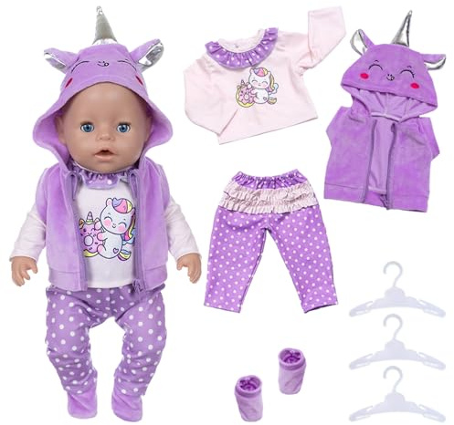 Ruikdly 7 Pezzi Vestiti per Bambole 36-43 cm, Vestiti Bambole, Vestiti per Bambola Con Felpa con Cappuccio, Maglia a Maniche Lunghe, Pantaloni, Scarpe e Tre Grucce, Regali per Ragazze