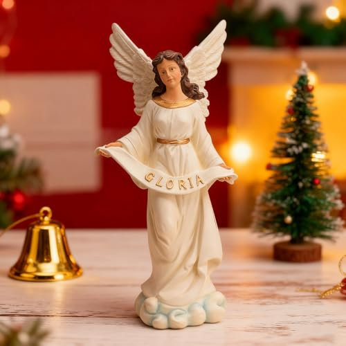 MeritMode Gloria Angel Figurine 15 Inch, Angel Statue with Gold Accents