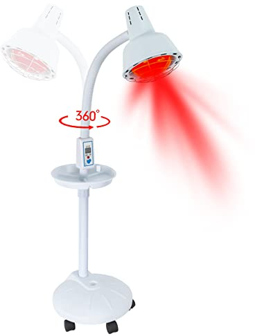 Royyalpa Lampada a infrarossi, lampada a raggi infrarossi, lampada a luce rossa, temperatura regolabile e con supporto, per rilassare i muscoli e alleviare il dolore, portatile.