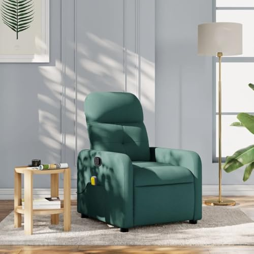 LoogCape Fauteuil de Massage inclinable Vert foncé en Tissu Confortable pour Salon, Relaxation Ergonomique, siège pivotant, réglable, idéal pour Salon ou Chambre