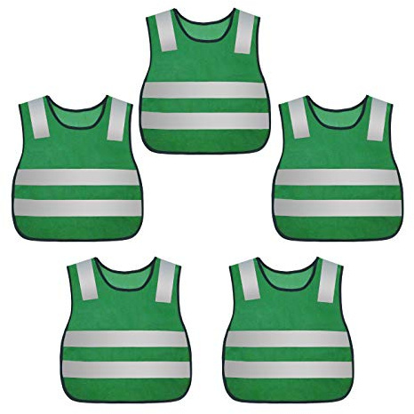 Kids High Visibility Safety Vest Reflective Mesh Vest Running Lightweight Vest Traffic Walking Vest Breathable Construction Vest Neon Green for Biking 5PCS