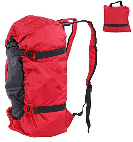 OUKENS Kletterseiltasche, Kletterseil Kit Tasche Faltbarer Schultergurt für Outdoor Camping Wandern Kletterseil, Sporttasche, Werkzeugtasche für Klettern Trekking Wandert(rot)