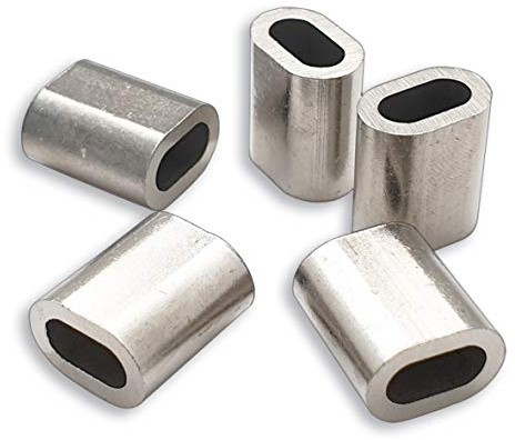 Aluminium Pressklemmen oval für 1mm - 20mm Seile DIN EN 13411-3 DIN 3093 | Presshülsen | Alu-Pressklemmen | Klemme | Pressklemmen für Drahtseile | Seilverbinder | Drahtseil | Seilklemmen … (25, 6 mm)
