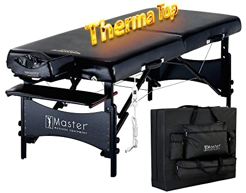 Master Massage 71 cm Galaxy Mobile Massage Table ThermaTop Integrated Heating System Foldable Massage Bed Cosmetic Table Portable Beauty Bed Wooden Legs Carry Bag Package Black