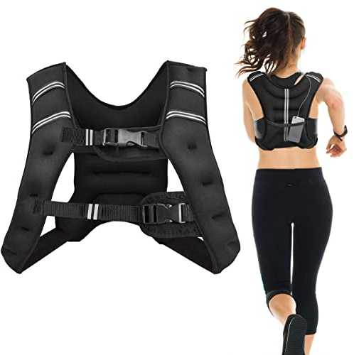 COSTWAY Chaleco de Peso, Chaleco de Entrenamiento 8/15 kg con Hebillas Regulables y Bolsa de Red, Colete con Peso con Tira Reflectante para Hombres Mujeres y Niños (15 KG)