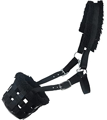 SIE - Bolsas de alimentación para bozal de pastoreo de caballos (matrimonial, negro)