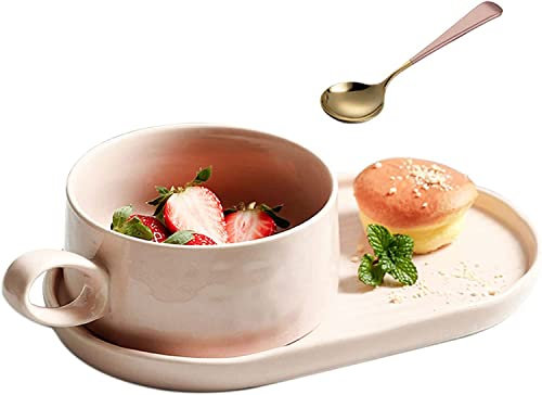 Ciotola for cereali, scodella for zuppa, scodella for tè, 14 Oz Ciotole for zuppa Tazza for zuppa con manici, Set di piatti da colazione in ceramica for colazione Sandwich Zuppa Caffè Cereali Ciotole-