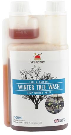 Winter Tree Wash 500ml - Stops Insects Pests & Aphid Eggs Wintering In Trees - One 500ml Bottle Makes 10 Litres - Prevents Infestation During Growing Season - Revitalises & Cleanses Bark - Seedzbox