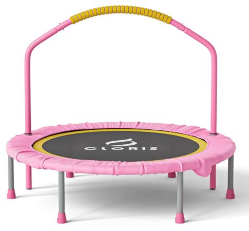CLORIS 101,6 cm faltbares Fitness-Trampolin – maximale Belastung 220bl, Rebounder mit verstellbarem Schaumstoffgriff Indoor/Outdoor, Fitness, Körperübung (Rosa)