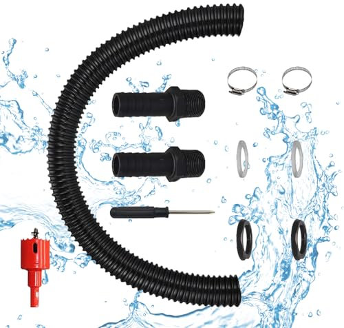 CHENYU Tuyau de Raccordement du Kit Recuperation Eau de Pluie 500mm Réutilisable Recuperateur d Eau de Pluie avec Accessoires de Montage Collecteur de Gouttiere Kit pour Baril de Pluie