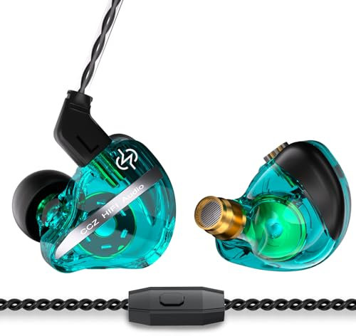 CCZ DC01 Pro HiFi In Ear Monitors Auriculares Potente diafragma de Graves Auriculares con Cable para Juegos Cable de latencia verdadera 0 para Llamadas Musicales Juegos (Verde, con micrófono)