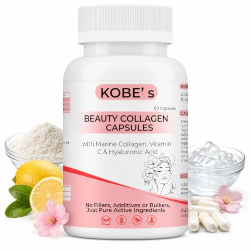 Kobes | Marine Collagen Capsules with hyaluronic Acid | high Strength Collagen | Collagen with Vitamin c | Marine Collagen Complex with hyaluronic Acid | 60 Capsules