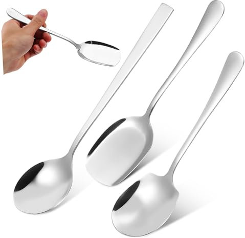 KICHOUSE 4-teiliges Servierlöffel-set Aus Edelstahl – Große Esslöffel Mit Griffen Metallutensilien Für Das Buffet Ideal Für Reis Und Suppe