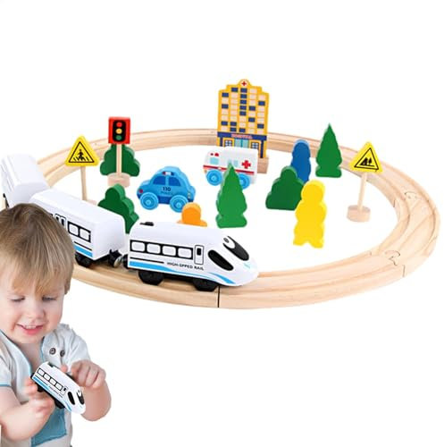 Spielzeugeisenbahn-Sets, Eisenbahnschienen-Set,Modelleisenbahn-Set mit Holzschienen | Lernaktivitäten im Vorschulalter für und Mädchen ab 3 Jahren, Lernspielzeug