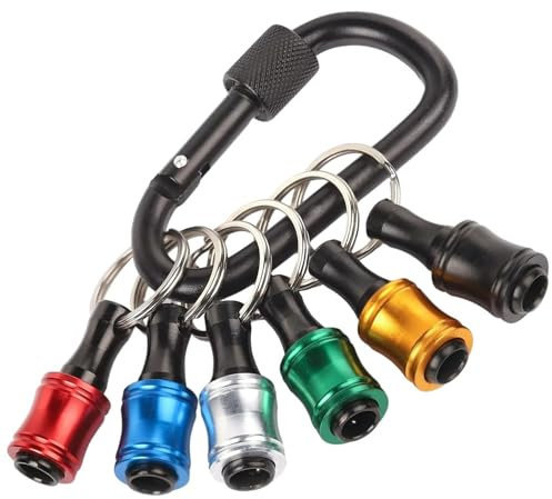 Hex Shank Screwdriver Bits Holder,6pcs Keychain Lightweight Portable Drill Bit Organizer,Hex Shank Drill Bit Holder,1/4 inch Hex Shank Bit Holder Keychain for DIY,Electrical,Woodworking,Construction