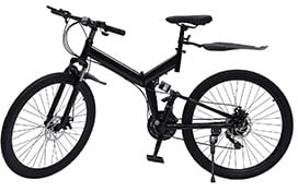 ureggvbu 26-Zoll Mountainbike mit Vollfederung Klapprad 21 Gang Doppelscheibenbremse Erwachsene Premium Klappfahrrad Faltrad Lastgewicht 100 kg Folding Bike, für Jungen, Mädchen, Herren & Damen