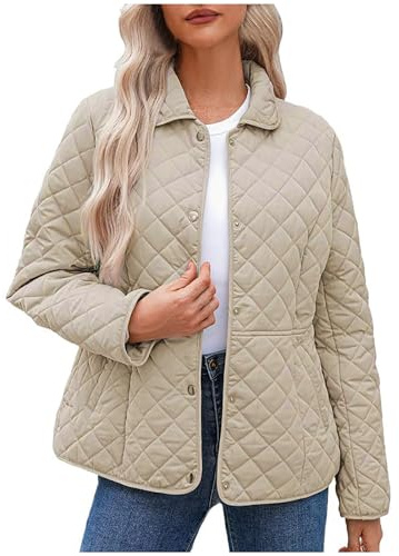 duxyoz Vestes matelassées pour femme - Légères et rembourrées - Style décontracté - Patchwork - Pour temps froid - Col à revers - Veste d'extérieur chaude - Cardigan d'extérieur