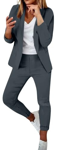 Richymfa Tailleur Donna Due Pezzi Curvy Elegante Tailleur Pantalone da Donna Leggeri e Lavoro Completa con Risvolto Completo di Pantaloni e Blazer Pantaloni e Giacca Autunno Invernale