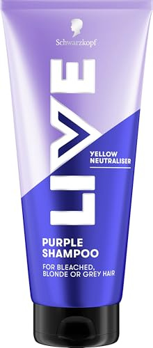 Schwarzkopf LIVE Purple Shampoo 200 ml, Yellow Neutraliser for Bleached, Blonde or Grey Hair, Eliminates Brassiness and Yellow Tones for Cool Blonde Shades
