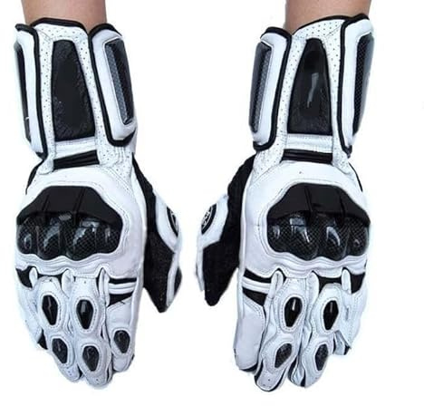 YYLUOYANG Guantes Moto Guantes de Motocicleta for Hombre, Guantes Seguridad Motocross, conducción Exteriores con Pantalla táctil(AFS10 White,L)