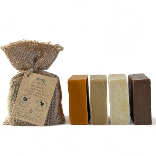 Dr.Ancient Savon au lait d'ânesse + Savon au goudron de pin + Savon de laurier + Savon Bittim Biologique Naturel Traditionnel Fait à la main Antique - Absolument aucun produit chimique !