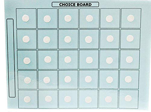 Smile4Autsim Dry Erase Visual Activity Reward Choice Laminated Board with 30 1/2 Hook Coin -Great for Loose Pcs Flash Cards. (Blue, 8x11 Sheet (1.5 inch Cards))