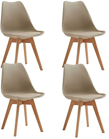 EGOONM Sillas Comedor Pack 4, Nordicas Sillas para Cocina, Oficina, Bar, Sala de Estar-Silla de Cena (Marrón)