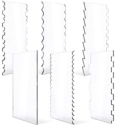Espatula Cake Espátulas 6 Raspadores Acrílicos Transparentes para Tartas, Peine para Decorar Tartas con Crema, Herramientas para Tartas de Diferentes Formas