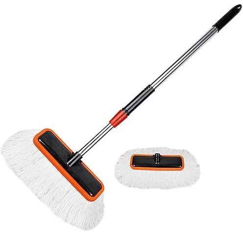 UMMEI 2 Stück Auto-Mopp,Auto-Reinigungswerkzeuge,Autowaschbürste Schwamm,Waschbürste Verstellbarer Mopp Fahrzeug-Mopp Autowaschbürste Mit Langem,Orange,1.5m