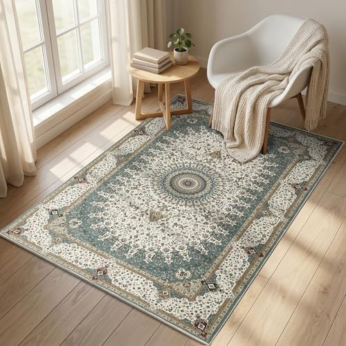 Aspire Homeware Tappeto per camera da letto e soggiorno, moderno, 80 x 150 cm, stile tradizionale, in salice e cashmere, stile vintage, morbido, a pelo corto, per sala da pranzo, facile da pulire